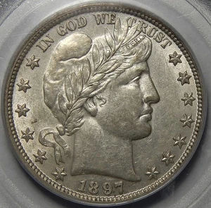 1897 PCGS AU53 BARBER HALF DOLLAR - Picture 1 of 4