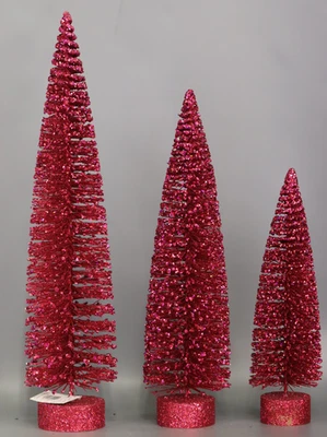 Vickerman 12"-14"-20" Glitter Oval Pine Artificial Christmas Tree, Set of 3 - Image 1 of 3