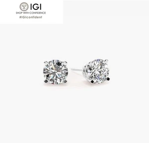 2.50ct D/VS Total labgrown-diamond earring studs IGI Certified Silver 925 - Picture 1 of 8