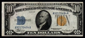 RARE 1934 PLAIN SERIES $10 WWII N. AFRICA EMERGENCY ISSUE Silver Certificate! - Picture 1 of 2