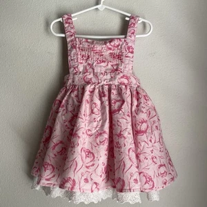 Sweet Honey Girls Dress 6Y Pink Floral Sleeveless Cotton Dress - Picture 1 of 6