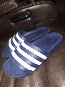 Adidas Slides Größe 9 Herren dunkelblau weiß  - Bild 1 von 6