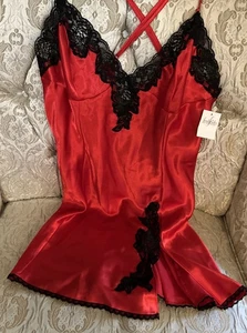 Fredericks  of Hollywood Women Large Slip Dress Lingerie Red Black Sexy Romantic - Picture 1 of 12