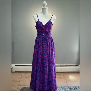 Maxi Vestido Azul/Rojo Cupshe Floral Atado Talla M Nuevo con Etiquetas - Imagen 1 de 8