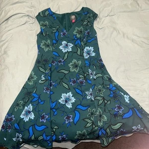 Vince Camuto Women's Green Floral Sleeveless Dress Size 8 - Picture 1 of 3