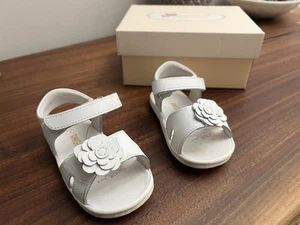 L’Amour Mila Flower Cutout Sandal - White Leather, Size 4T, used once in box - Picture 1 of 5
