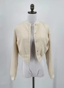 Chaqueta Jason Wu Cream Boucle XS Texturizada Recortada Frontal a Presión - Imagen 1 de 8