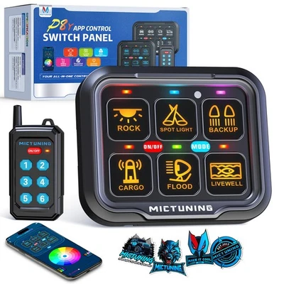 MICTUNING P8Y RGB 6-Gang Switch Panel Wireless App & Remote Control Box Dimmable - Image 1 of 4