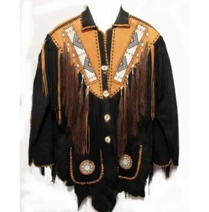 Handmade Cowboy Suede Leather Jacket, Suede Cowboy Jacket With Fringes - Picture 1 of 3