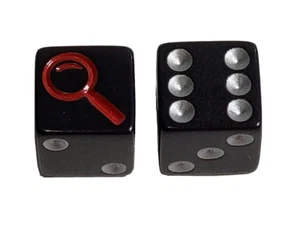 Clue Silver Line Black Dice Red Magnifying Glass Icon Replacement Game Piece - Picture 1 of 3