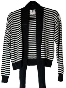 90s Fia Italia Striped Wrap Cardigan Black and White Ballet Core Y2K 2000s Italy - Bild 1 von 5