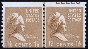 #840 1 1/2 Cent Martha Washington Joint Line Pair OG NH & Partial Plate Number - Picture 1 of 2