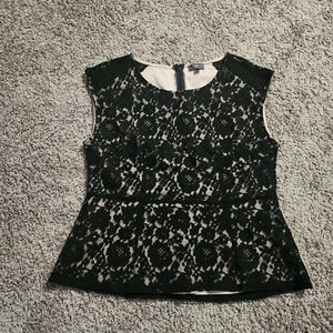 The Limited / M Black Lace Sleeveless Peplum Blouse Top - Picture 1 of 5