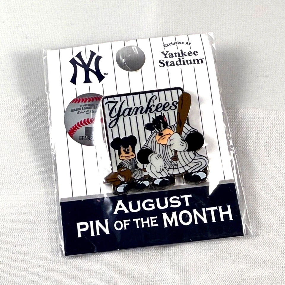 New Sealed! Yankee Stadium Pin of the Month August 2018 Mickey & Pete Disney!! - Image 1 of 1