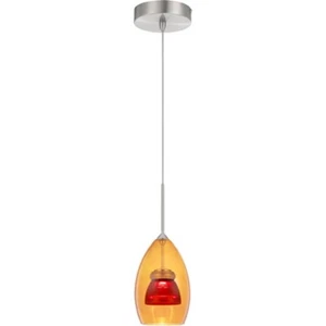 Cal Lighting 13" Metal and Glass Mini Pendant, Amber/Red Clear - UP-128-AM-REDCL - Picture 1 of 1