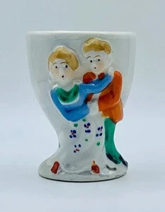 Seltener Vintage Eierbecher - Tanzendes Paar japanischer Glanz 30er Jahre handbemalt Art Deco - Bild 1 von 12
