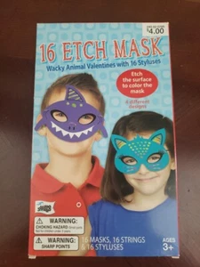 16ct Valentines Etch Animal Masks Kit Opened But Unused. Complete - Picture 1 of 5