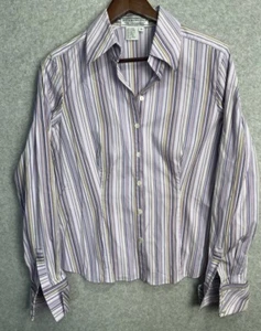 VTG Starington The Shirtmakers Purple Striped L/S Button Up Sz 10 100% Cotton - Picture 1 of 10