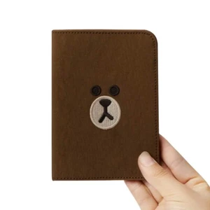 [Line Friends] BROWN Cute Nylon Passport Holder Cover Case Wallet for Travel - Picture 1 of 6