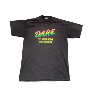 Vintage DARE Shirt Mens Large Black Rainbow Made In USA Single Stitch - Picture 1 of 6