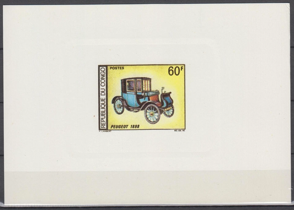 Congo Sc176 Antique Car, Automobile, Peugeot, 1898, Deluxe Proof - Image 1 of 1