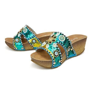 Sandalias de cuña de plataforma para mujer Ann Creek escalas cuentas estrás - Imagen 1 de 6