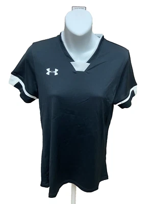 Under Armour Shirt Womens Size Small Heat Gear Short Sleeve V-neck Black Casual - Image 1 of 4