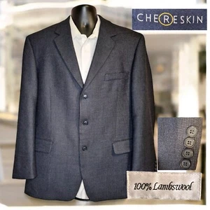 Chereskin Sport Coat Blazer Mens 44R Gray BLUE Tweed Lambswool 3 Button Ventless - Picture 1 of 11