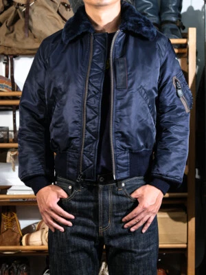 Chaqueta de Vuelo Simons Piloto Militar B-15 Lana Cuello de Piel Real Abrigo Acolchado de Algodón - Imagen 1 de 4