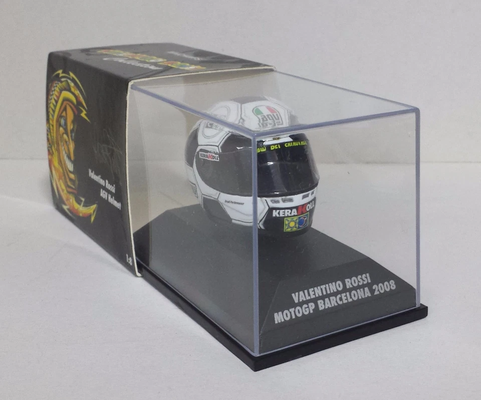 VALENTINO ROSSI MINICHAMPS 1:8 MODELLINO DIECAST CASCO AGV MOTO BARCELLONA 2008 - Immagine 1 di 1