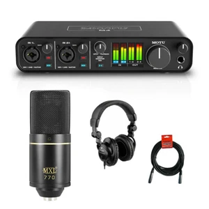 Motu M4 4x4 USB Audio Interface w/ MXL 770 Cardioid Mic, Headphone & XLR Cable - Picture 1 of 9