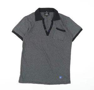 Camiseta de algodón a rayas negras Peter Werth para hombre talla M con cuello - Imagen 1 de 10