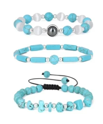Naturstein Armbänder Blau Howlite 3 teile/satz - Bild 1 von 3