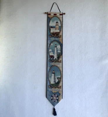 Tapestry Bell Pull Wall Hanging Lighthouses of the Great Lakes - Image 1 of 4