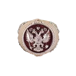 russischer Herren Siegelring Ring Russland UDSSR CCCP Doppeladler vergoldet - Bild 1 von 4