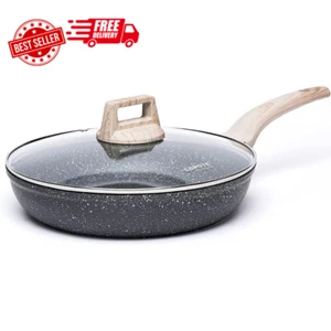 CAROTE Nonstick 10" Clasic Granite Stone Cookware Frying Pan Skillet w/Glass Lid