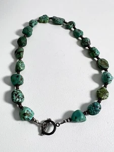 Collar de piedra pepita turquesa gruesa vintage de 16" de largo - Imagen 1 de 10