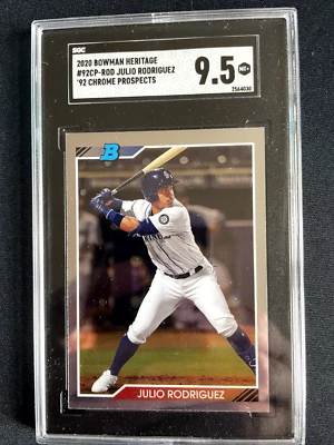 JULIO RODRIGUEZ 2020 Bowman Heritage Chrome Prospects Rookie RC SGC 9.5 MINT - Image 1 of 2