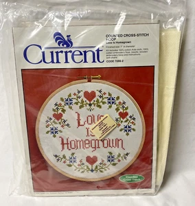 2 Kits in 1 Current Counted Cross Stitch Hoops Kits Love Is Happiness Is 7087-1 - Picture 1 of 8
