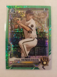 2021 Bowman Draft Chrome 1st Bowman Logan Henderson #BDC-114 Green Sparkle 93/99 - Picture 1 of 2