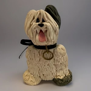 Cecile's Creations Pottery Old English Sheepdog 1988 firmato Cecile vintage - Foto 1 di 13
