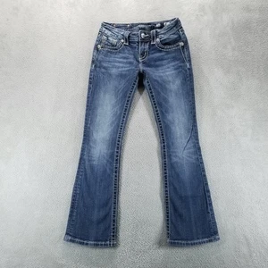 Miss Me Jeans Damen 26 Blau Bootcut Low Rise Stretch Damast Taschen - Bild 1 von 9