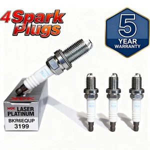 4x for ngk Spark Plugs Laser Platinum Resistor 3199 BKR6EQUP For BMW E46 318i - Picture 1 of 5
