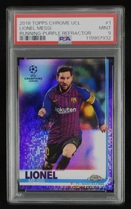 2018 Topps Chrome UCL Lionel Messi Nr. 1 Running Purple Refractor /250 PSA 9 - Bild 1 von 23