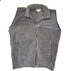 LL Bean Vintage XL Zip Front Sleeveless Fleece Vest Gray Side Pockets - Picture 1 of 15