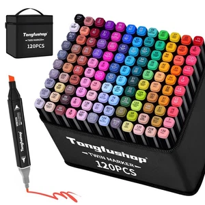 Tongfushop Marcatore 120 Colori Pennarelli Doppia Punta Alcool Artistici - Foto 1 di 24