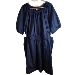 Old Navy Waist-Defined Puff-Sleeve Cotton-Poplin Side-Cutout Mini Dress Size 2X - Picture 1 of 8