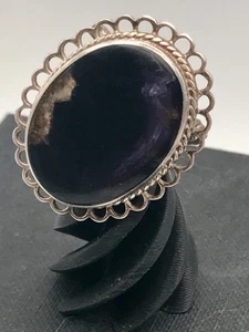 Vintage 90s Derbyshire pretty Blue John sterling silver 925 brooch pin - Picture 1 of 8