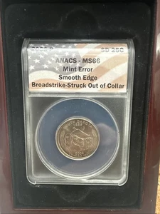 2006 P-South Dakota State Quarter Mint Error Smooth Edge Broadstrike ANACS-MS66 - Picture 1 of 5