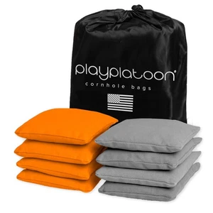 Weather Resistant Cornhole Bean Bags Set of 8 - 4 Orange & 4 Gray - Picture 1 of 7